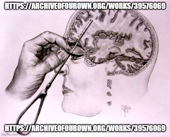 https://archiveofourown.org/works/39576069 | HTTPS://ARCHIVEOFOUROWN.ORG/WORKS/39576069; HTTPS://ARCHIVEOFOUROWN.ORG/WORKS/39576069 | image tagged in lobotomy | made w/ Imgflip meme maker