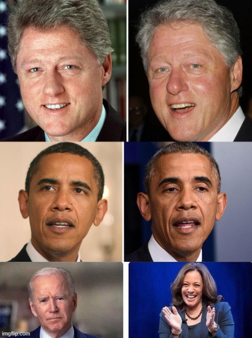 Before and After, the Democrat Presidents' Edition | image tagged in clinton,obama,biden,kamala | made w/ Imgflip meme maker