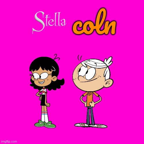 Stellacoln | coln | image tagged in blank hot pink background,the loud house,nickelodeon,lincoln loud,girl,girlfriend | made w/ Imgflip meme maker