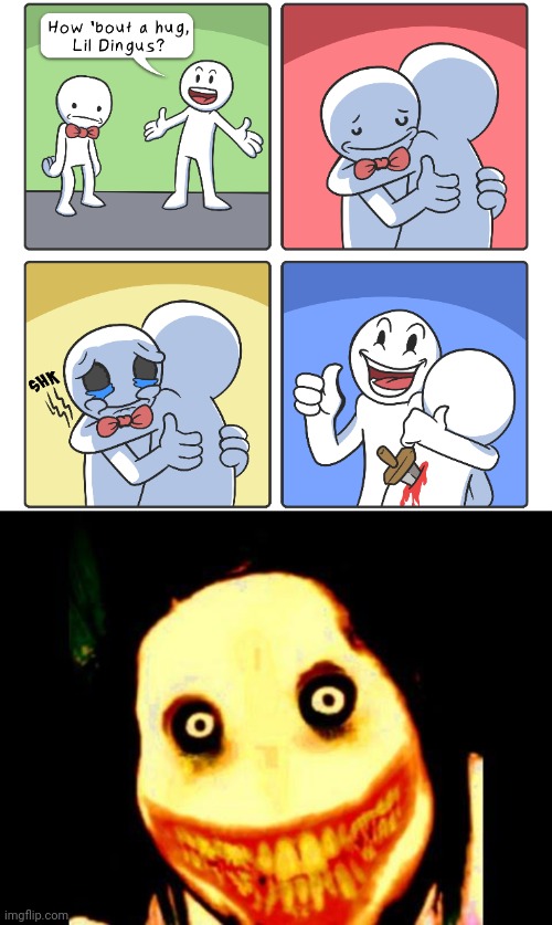 Hugged to death | image tagged in jeff the killer,hugs,knife,comic,dark humor,memes | made w/ Imgflip meme maker