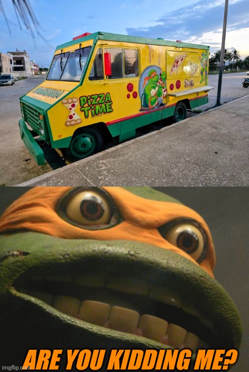 FORGET THE ICE CREAM TRUCK | ARE YOU KIDDING ME? | image tagged in tmnt mikey,pizza,pizza time,tmnt | made w/ Imgflip meme maker