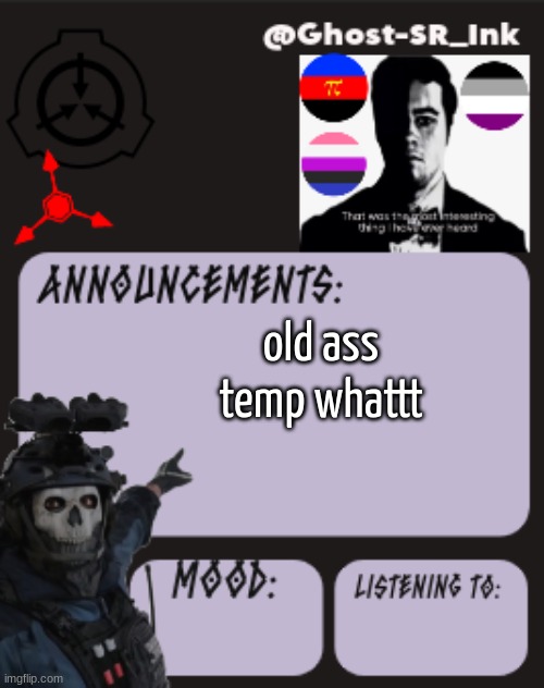 Ink's temp official | old ass temp whattt | image tagged in ink's temp official | made w/ Imgflip meme maker