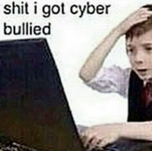 how do y'all even get mad at people on here lmao | image tagged in shit i got cyber bullied | made w/ Imgflip meme maker