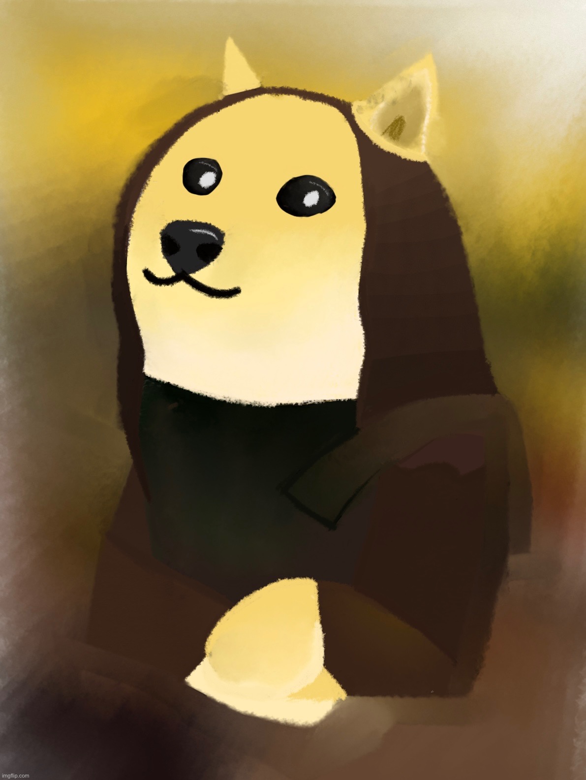 I drew this for my Art class lmao | image tagged in doge,mona lisa,or something,idfk | made w/ Imgflip meme maker