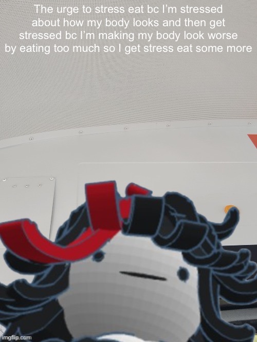 Claire on the bus | The urge to stress eat bc I’m stressed about how my body looks and then get stressed bc I’m making my body look worse by eating too much so I get stress eat some more | image tagged in claire on the bus | made w/ Imgflip meme maker