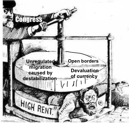 But someone owns a yacht | Congress; Open borders; Unregulated migration caused by destabilization; Devaluation of currency | image tagged in politics lol,memes | made w/ Imgflip meme maker