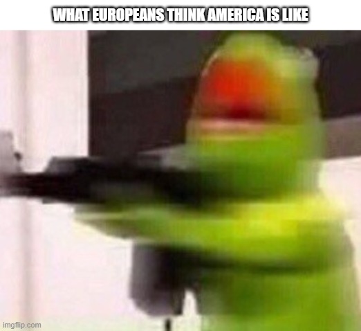 school shooter (muppet) | WHAT EUROPEANS THINK AMERICA IS LIKE | image tagged in school shooter muppet | made w/ Imgflip meme maker