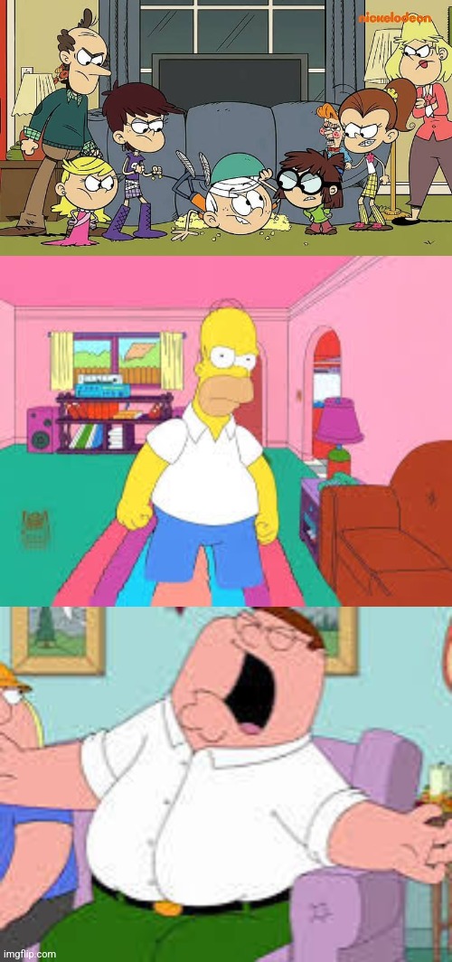 Homer and peter are mad at lincoln | image tagged in homer simpson,peter griffin | made w/ Imgflip meme maker