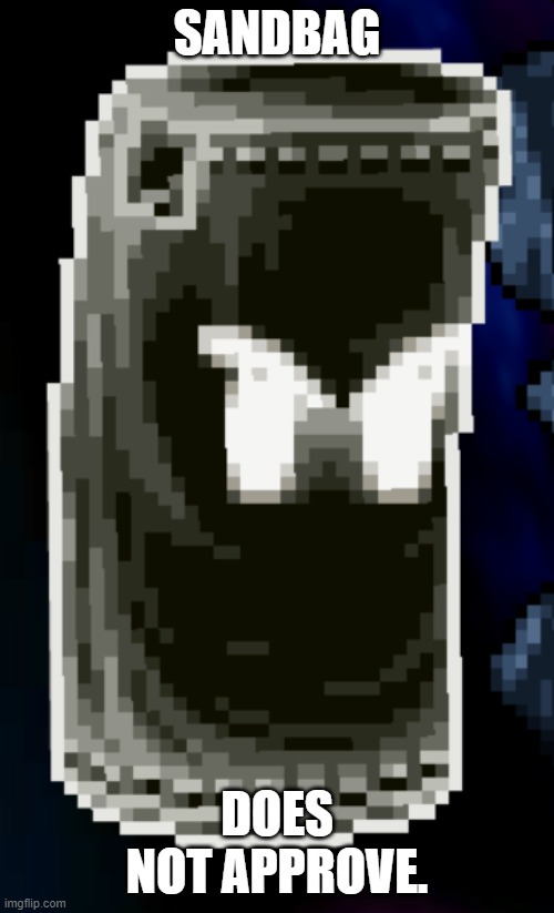 new temp | SANDBAG; DOES NOT APPROVE. | image tagged in angy sandbag | made w/ Imgflip meme maker
