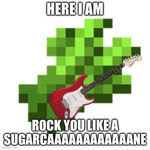 Here I am | HERE I AM; ROCK YOU LIKE A SUGARCAAAAAAAAAAAANE | image tagged in rock and roll | made w/ Imgflip meme maker