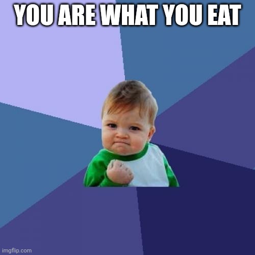 Success Kid Meme | YOU ARE WHAT YOU EAT | image tagged in memes,success kid | made w/ Imgflip meme maker