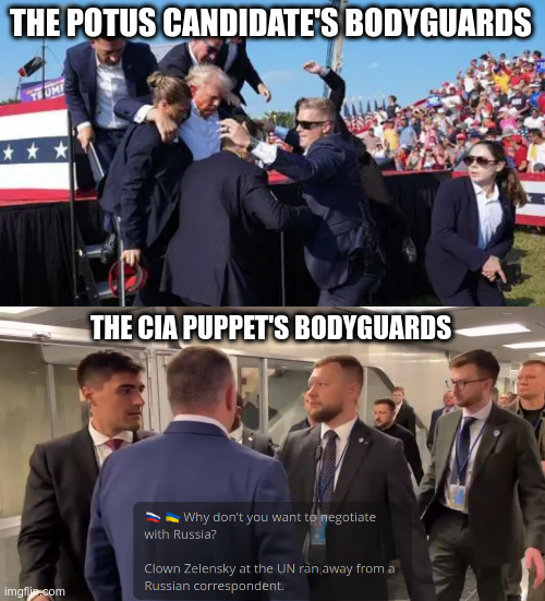 VIP | THE POTUS CANDIDATE'S BODYGUARDS; THE CIA PUPPET'S BODYGUARDS | image tagged in puppets bodyguards | made w/ Imgflip meme maker