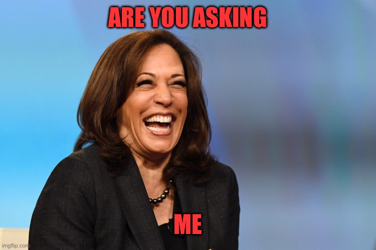 Kamala Harris laughing | ARE YOU ASKING ME | image tagged in kamala harris laughing | made w/ Imgflip meme maker