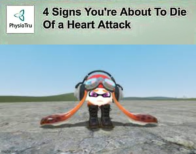 im outta ideas again... | image tagged in 4 signs you're about to die of a heart attack,goomba meggy inkling | made w/ Imgflip meme maker