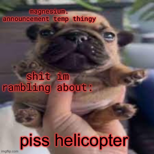 pug temp | piss helicopter | image tagged in pug temp | made w/ Imgflip meme maker