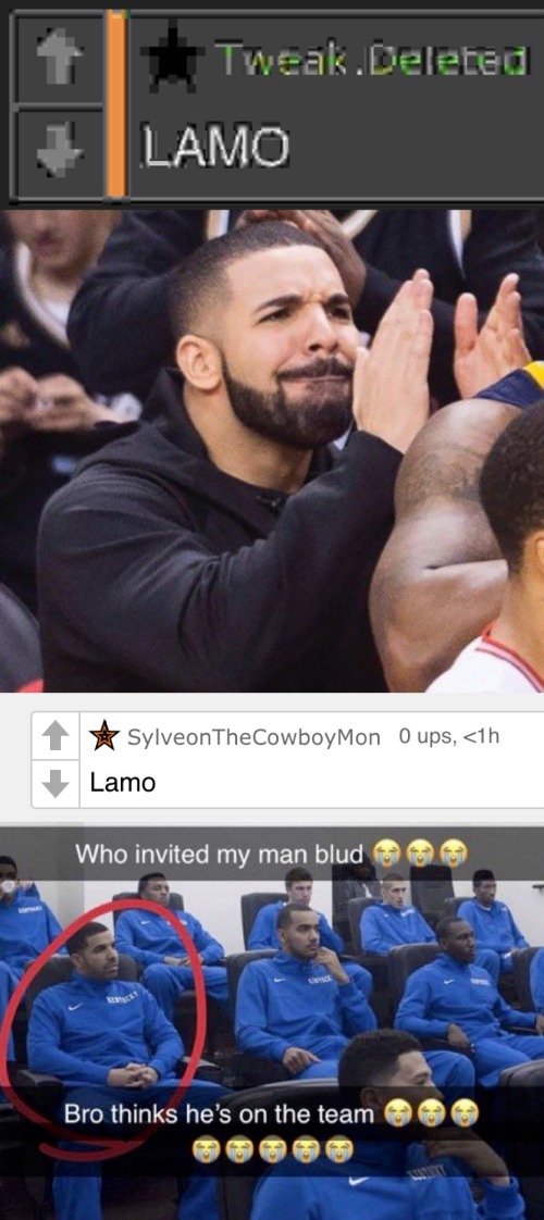 image tagged in lamo v2,drake clapping,lamo,bro thinks he's on the team | made w/ Imgflip meme maker