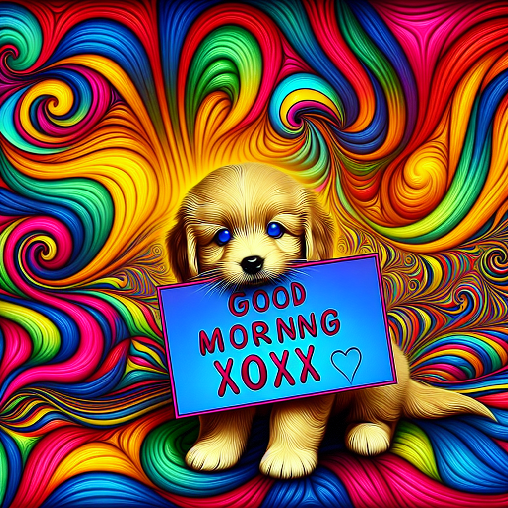 Puppy saying good morning xoxo Blank Meme Template