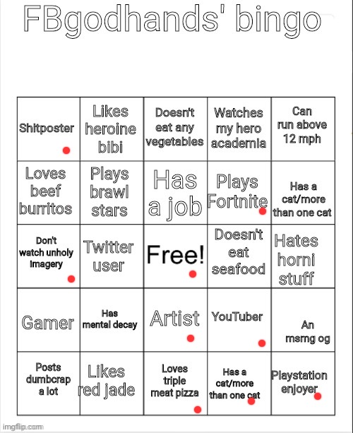 fbgodhands bingo | image tagged in fbgodhands bingo | made w/ Imgflip meme maker