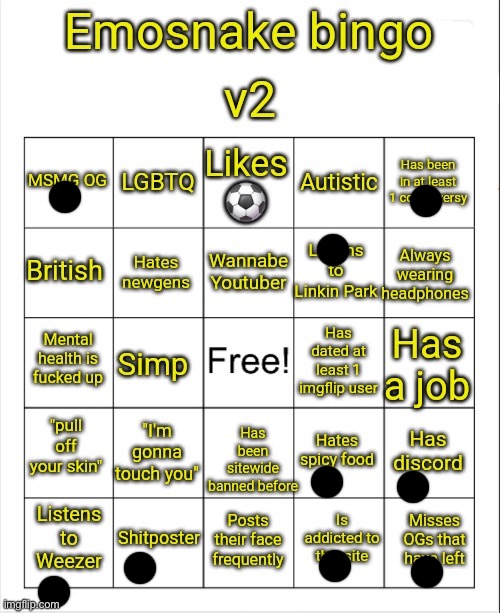 Crap | image tagged in emosnake bingo v2 | made w/ Imgflip meme maker