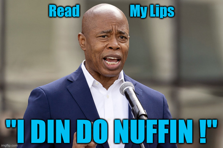 Butler, Pa Hearings At The Same Time ? | Read                   My Lips; "I DIN DO NUFFIN !" | image tagged in eric adams,political meme,politics,funny memes,funny | made w/ Imgflip meme maker