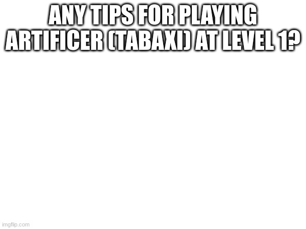 fr help | ANY TIPS FOR PLAYING ARTIFICER (TABAXI) AT LEVEL 1? | made w/ Imgflip meme maker