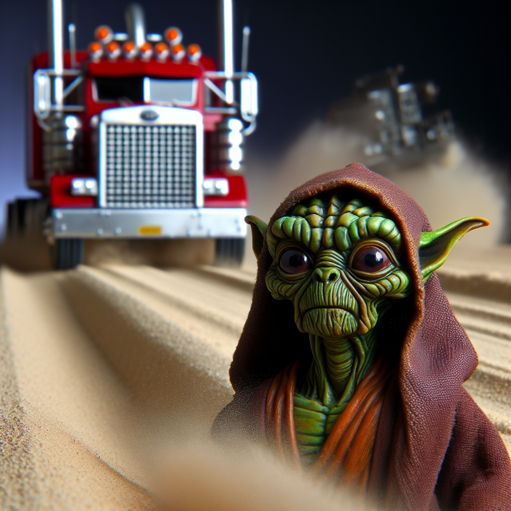 An old yoda getting hit by a giant semi-truck Blank Meme Template