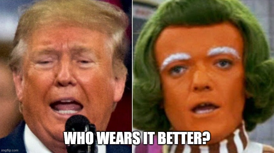 Troompa Loompa | WHO WEARS IT BETTER? | image tagged in trump,oompa loompa | made w/ Imgflip meme maker