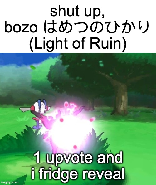 shut up bozo LIGHT OF RUIN | 1 upvote and i fridge reveal | image tagged in shut up bozo light of ruin | made w/ Imgflip meme maker