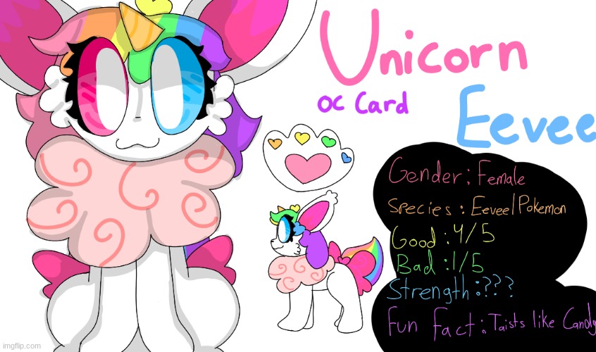 Unicorn Eevee oc card | image tagged in oc card | made w/ Imgflip meme maker