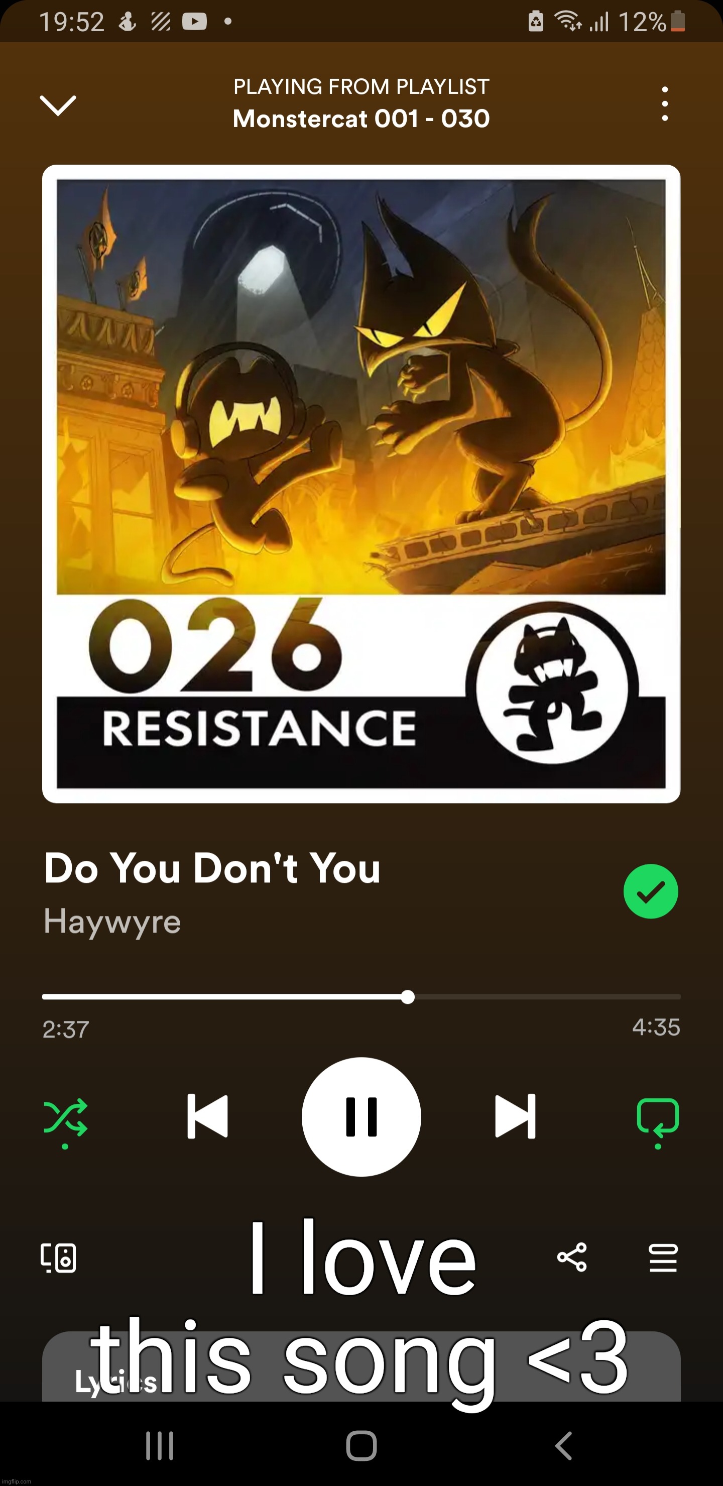 This song is actual peak, I highly recommend it | I love this song <3 | image tagged in monstercat | made w/ Imgflip meme maker