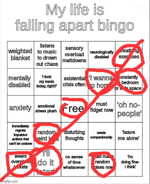 is this a good thing or a bad thing | image tagged in my life is falling apart bingo | made w/ Imgflip meme maker