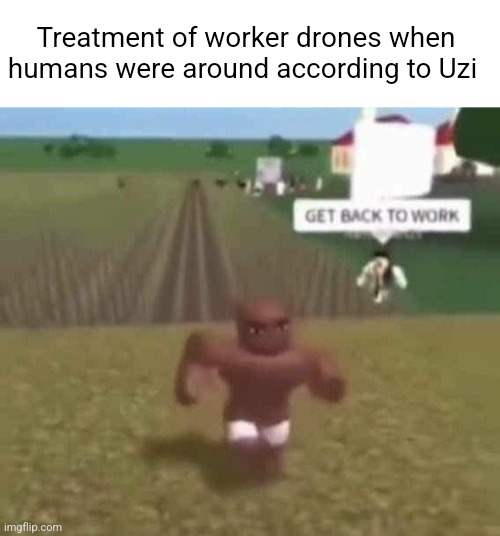 Roblox Slave Work | Treatment of worker drones when humans were around according to Uzi | image tagged in roblox slave work | made w/ Imgflip meme maker