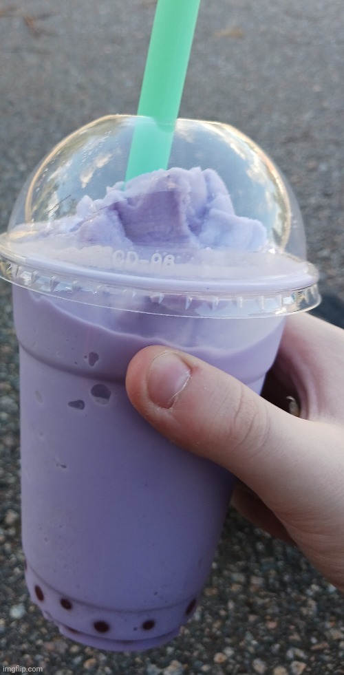First time trying taro flavored bubble tea. 9.8/10 has a unique floral sweetness. | made w/ Imgflip meme maker