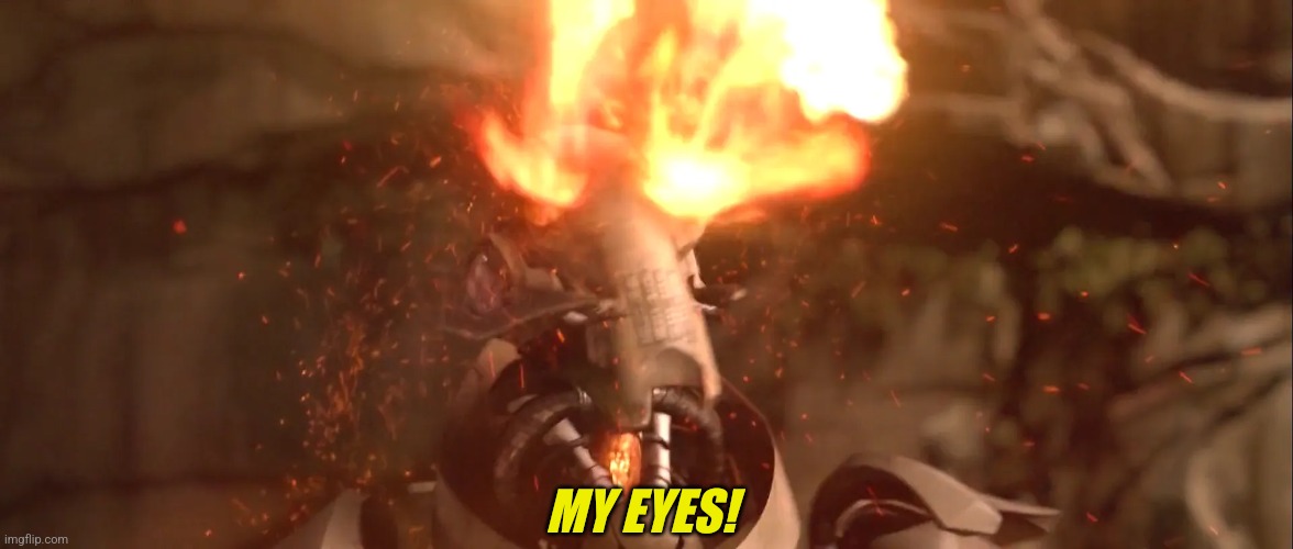 GENERAL GRIEVOUS EYES BURNING | MY EYES! | image tagged in general grievous eyes burning | made w/ Imgflip meme maker