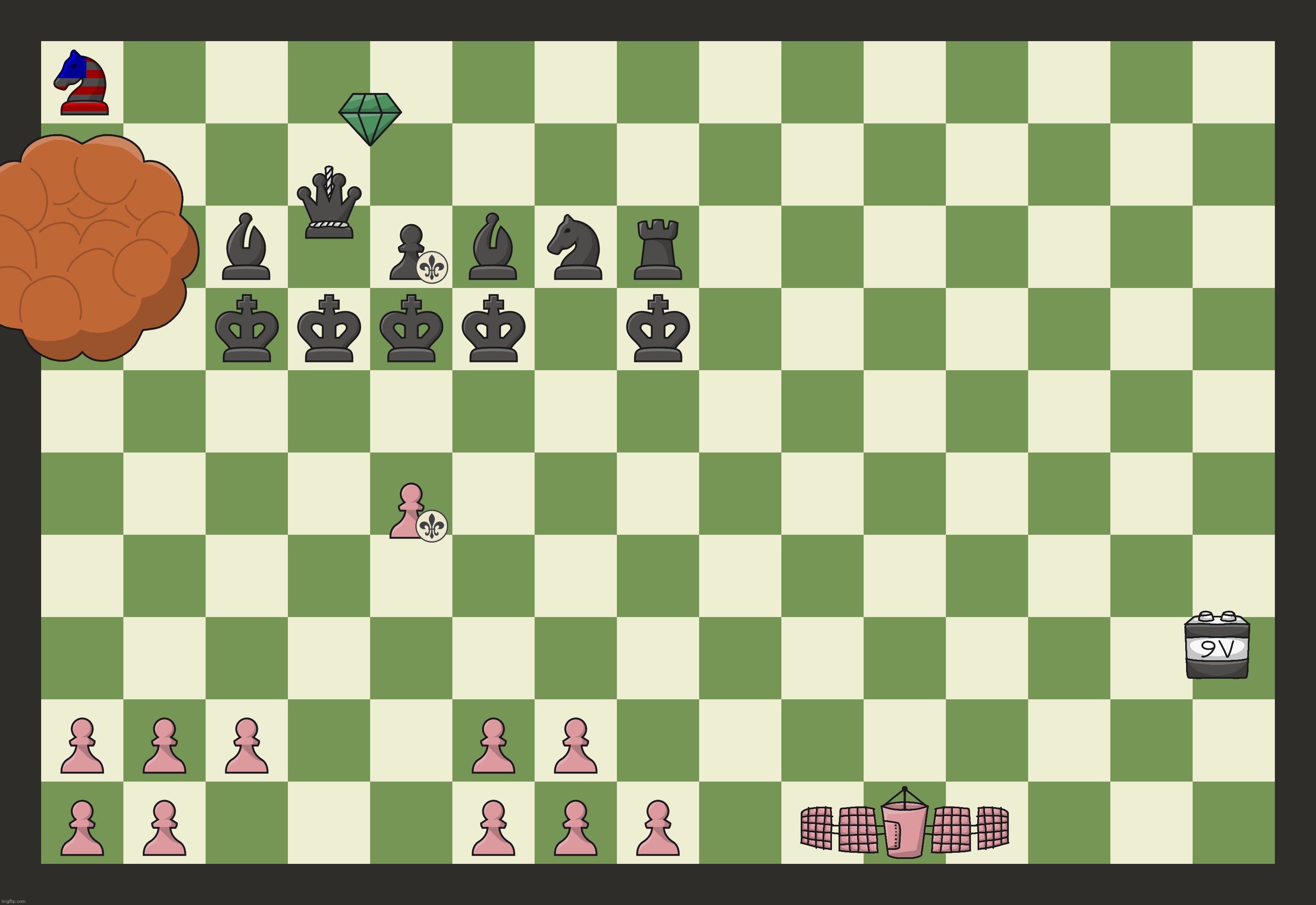 Anarchy Chess part 16 - Black to move; top comment in a few hours decides the move | made w/ Imgflip meme maker