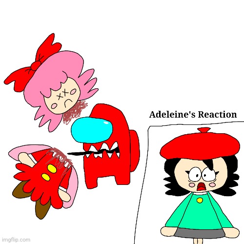 The Among Us Imposter murdered Ribbon | image tagged in kirby,among us,crossover,parody,comics/cartoons,funny | made w/ Imgflip meme maker