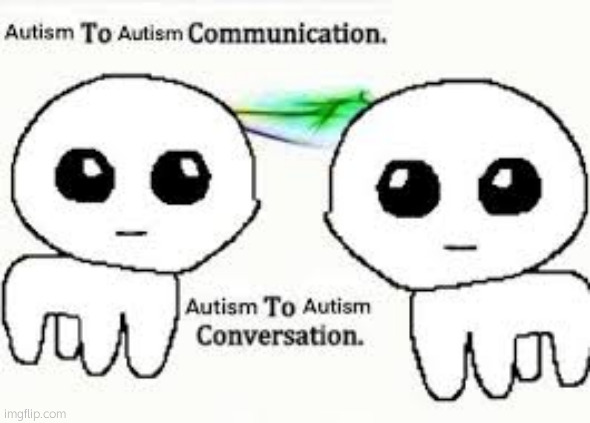 Autism to Autism communication. Autism to Autism conversation. | image tagged in autism to autism communication autism to autism conversation | made w/ Imgflip meme maker