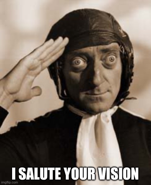 Marty Feldman copy that! | I SALUTE YOUR VISION | image tagged in marty feldman copy that | made w/ Imgflip meme maker