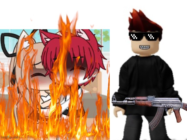 MC kills a Gacha Heat ad | image tagged in gacha heat,ads,mc,kill it with fire,memes | made w/ Imgflip meme maker