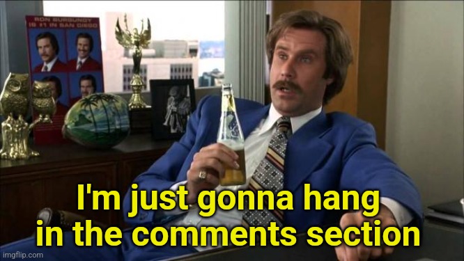 Ron Burgundy | I'm just gonna hang in the comments section | image tagged in ron burgundy | made w/ Imgflip meme maker