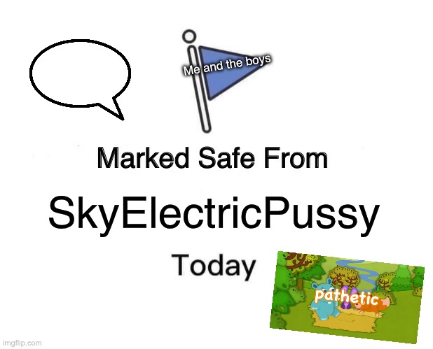 marked safe from | Me and the boys; SkyElectricPussy | image tagged in memes,marked safe from | made w/ Imgflip meme maker