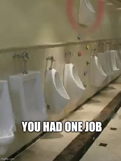 Toilet climbing wall | YOU HAD ONE JOB | image tagged in toilet climbing wall | made w/ Imgflip meme maker