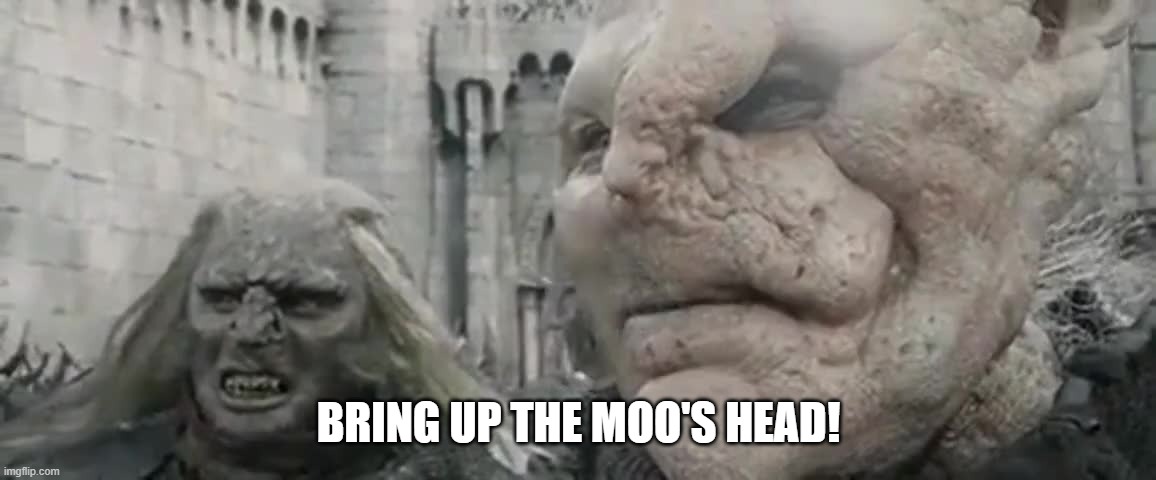 Moo's Head | BRING UP THE MOO'S HEAD! | image tagged in moodeng,lotr | made w/ Imgflip meme maker