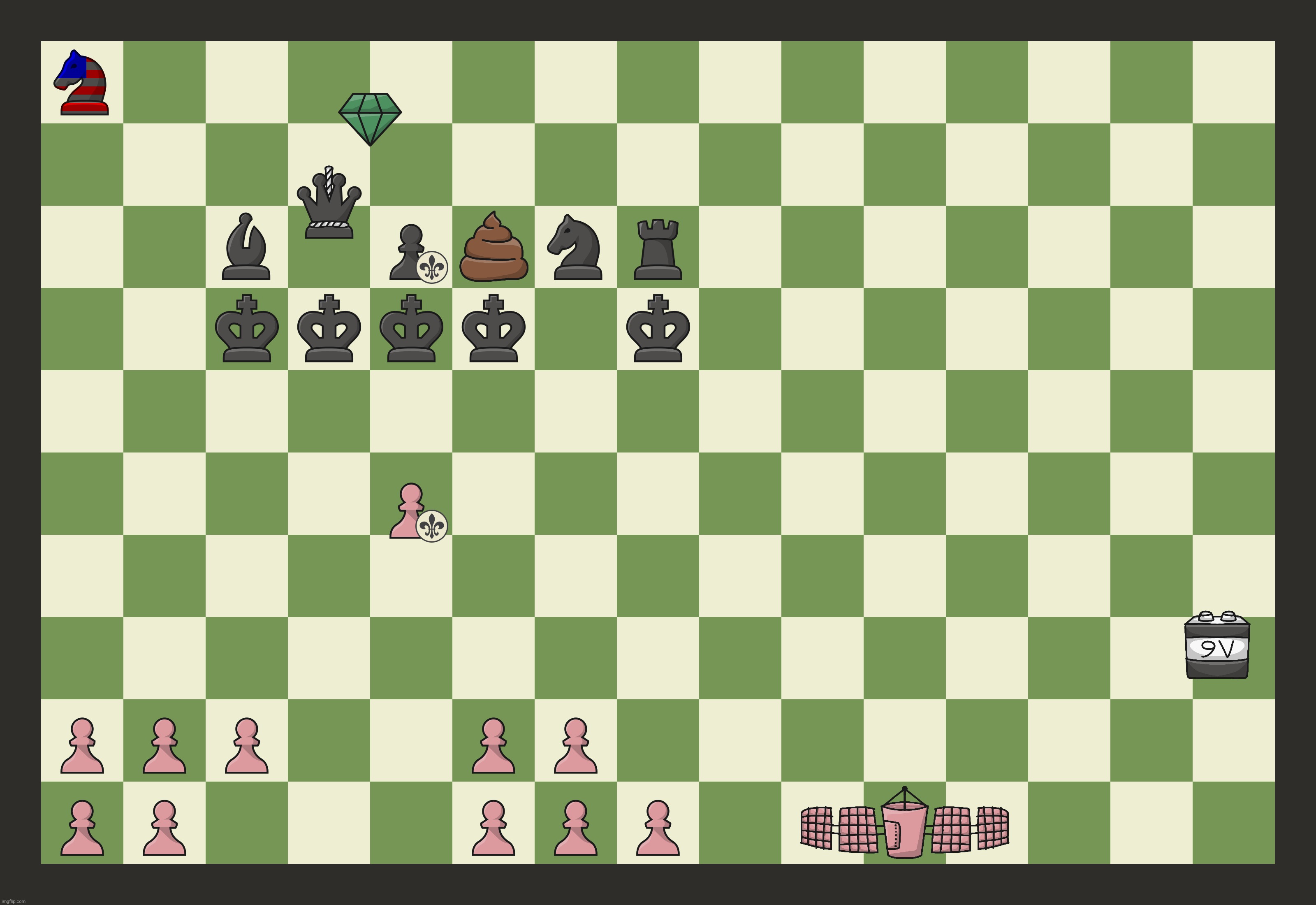 Anarchy Chess part 17 - White to move; Top comment in 30 minutes decides the move | made w/ Imgflip meme maker