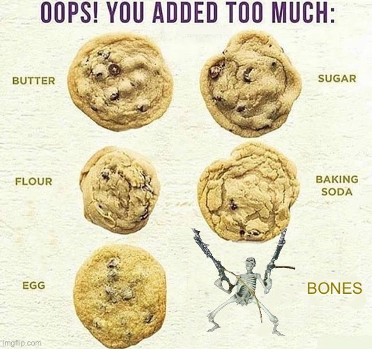 Oops, You Added Too Much | BONES | image tagged in oops you added too much | made w/ Imgflip meme maker