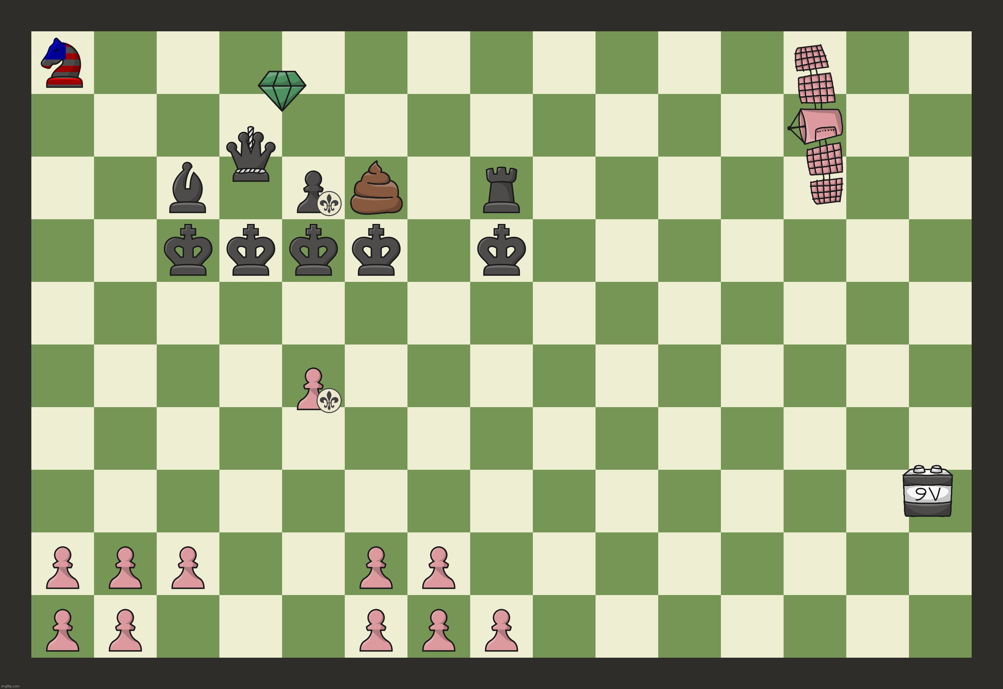 Anarchy Chess part 19 - White to move; Top comment in 30 minutes decides the move | made w/ Imgflip meme maker