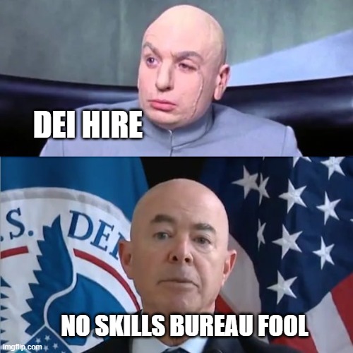 dei hire | DEI HIRE; NO SKILLS BUREAU FOOL | image tagged in dr mayorkas | made w/ Imgflip meme maker