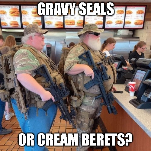 Cream Berets or Gravy SEALs? | GRAVY SEALS; OR CREAM BERETS? | image tagged in fat,seals,navy seals,we weren't expecting special forces | made w/ Imgflip meme maker