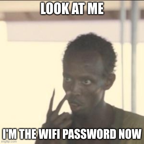 Look at him :) | LOOK AT ME; I'M THE WIFI PASSWORD NOW | image tagged in memes,look at me | made w/ Imgflip meme maker