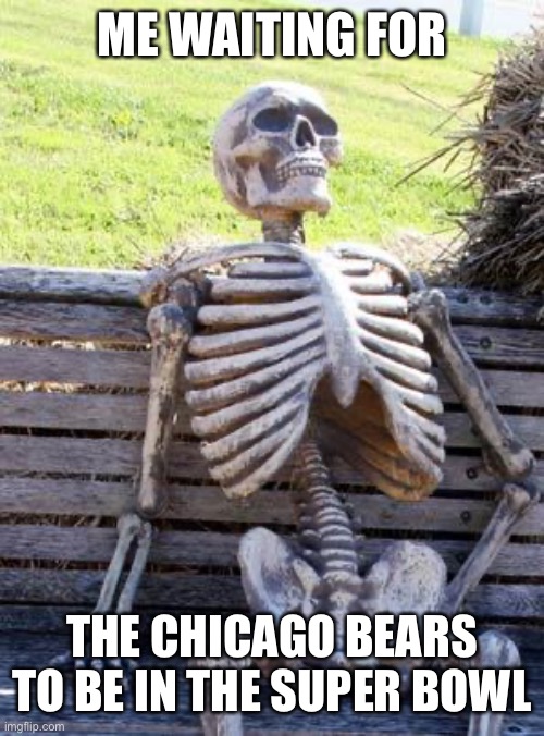 Waiting Skeleton | ME WAITING FOR; THE CHICAGO BEARS TO BE IN THE SUPER BOWL | image tagged in memes,waiting skeleton | made w/ Imgflip meme maker